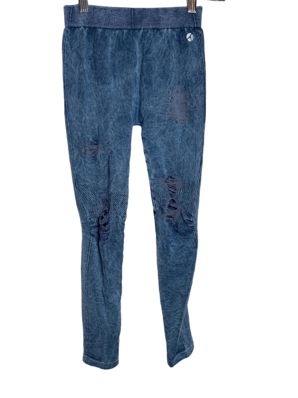 avocado Blue Distressed Denim-Style Jeggings